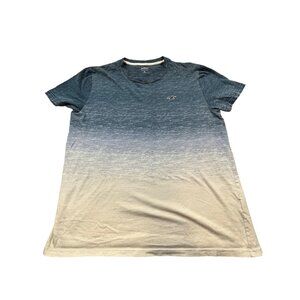 Hollister Mens Medium Colorblock Gradient Blue & White Crew Neck Tee